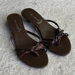 Y2K Dark Brown Braided Kitten Heels